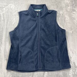 Woolrich Andes Fleece Vest Mens 2XL Navy Blue Hiking Outdoor Sleeveless Full Zip